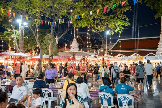 Thai Food Market at Wat Saket Festival Fair in Bangkok in Thailand.  Thailand, Bangkok, November, 8, 2024.
