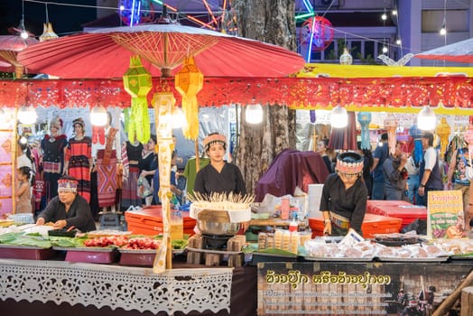 Thai Food Market at Wat Saket Festival Fair in Bangkok in Thailand.  Thailand, Bangkok, November, 8, 2024.