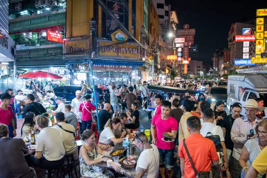 People at Night Streetmarket on Yaowarat Road in Chinatown in City of Bangkok in Thailand.  Thailand, Bangkok, November, 8, 2024.