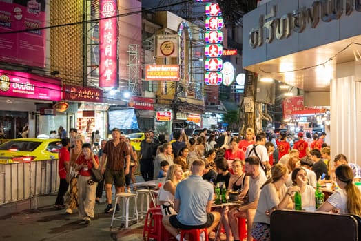 People at Night Streetmarket on Yaowarat Road in Chinatown in City of Bangkok in Thailand.  Thailand, Bangkok, November, 4, 2024.