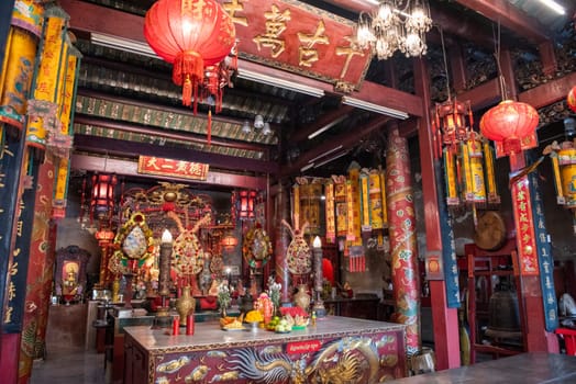 The Hon Wong Kung Chinese Shrine in China Town in City of Bangkok in Thailand.  Thailand, Bangkok, November, 5, 2024.