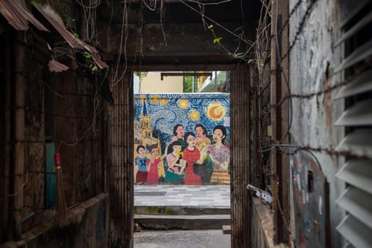 Street art and Paintings on a alley in Talat Noi at China Town in City of Bangkok in Thailand.  Thailand, Bangkok, November, 5, 2024.