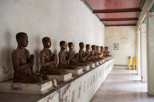 Buddha Gallery at Wat Kan Matuyaram in China Town in City of Bangkok in Thailand.  Thailand, Bangkok, November, 5, 2024.
