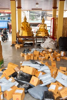 postal packages Depot at Wat Kan Matuyaram in China Town in City of Bangkok in Thailand.  Thailand, Bangkok, November, 5, 2024.