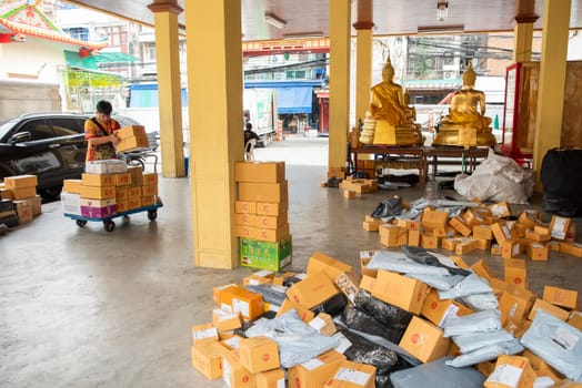 postal packages Depot at Wat Kan Matuyaram in China Town in City of Bangkok in Thailand.  Thailand, Bangkok, November, 5, 2024.