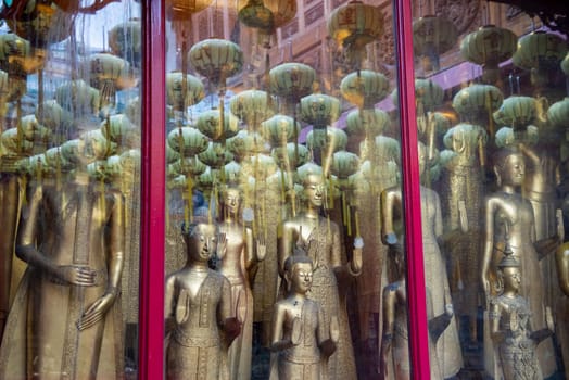 Inside the Wat Mangkon Kamalawat in China Town in City of Bangkok in Thailand.  Thailand, Bangkok, November, 5, 2024.