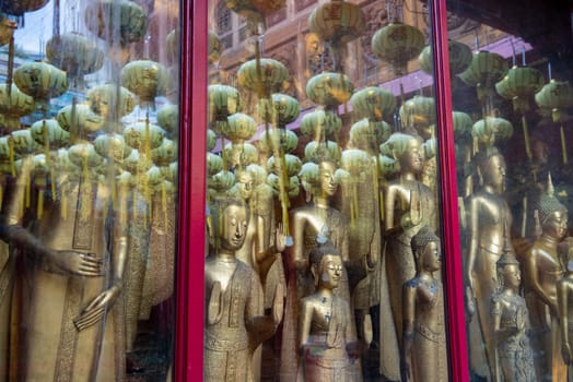 Inside the Wat Mangkon Kamalawat in China Town in City of Bangkok in Thailand.  Thailand, Bangkok, November, 5, 2024.