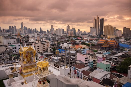 a View over the China Town with skyline in the City of Bangkok in Thailand.  Thailand, Bangkok, November, 5, 2024.