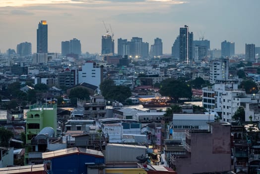 a View over the China Town with skyline in the City of Bangkok in Thailand.  Thailand, Bangkok, November, 5, 2024.