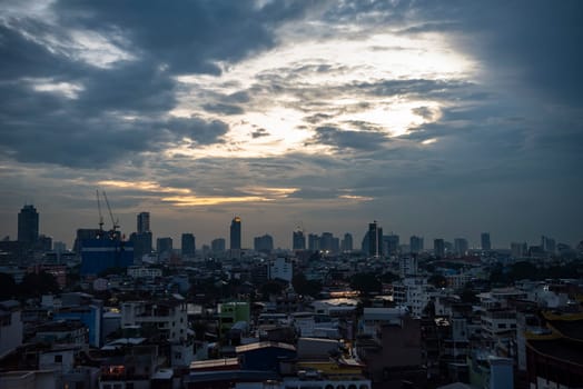 a View over the China Town with skyline in the City of Bangkok in Thailand.  Thailand, Bangkok, November, 5, 2024.