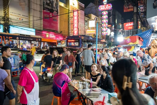 People at Night Streetmarket on Yaowarat Road in Chinatown in City of Bangkok in Thailand.  Thailand, Bangkok, November, 5, 2024.