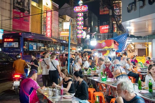 People at Night Streetmarket on Yaowarat Road in Chinatown in City of Bangkok in Thailand.  Thailand, Bangkok, November, 5, 2024.