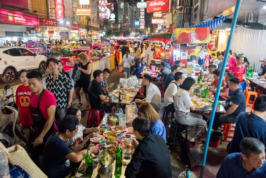 People at Night Streetmarket on Yaowarat Road in Chinatown in City of Bangkok in Thailand.  Thailand, Bangkok, November, 5, 2024.