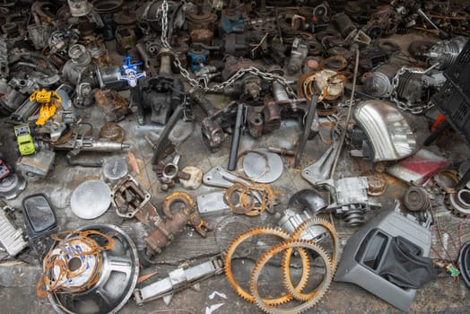 a Metal scrapyard shop in Talat Noi at China Town in City of Bangkok in Thailand.  Thailand, Bangkok, November, 6, 2024.