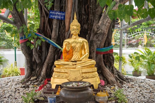 Buddha at Wat Maha Phruettharam Worawihan in Bang Rak in City of Bangkok in Thailand.  Thailand, Bangkok, November, 6, 2024.