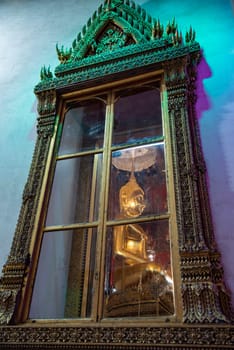 Buddha at Wat Saket in morning at Temple Festival Fair in Bangkok in Thailand.  Thailand, Bangkok, November, 8, 2024.