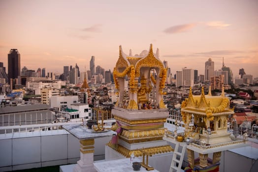 a House Temple on a rood in Chinatown in the City of Bangkok in Thailand.  Thailand, Bangkok, November, 6, 2024.