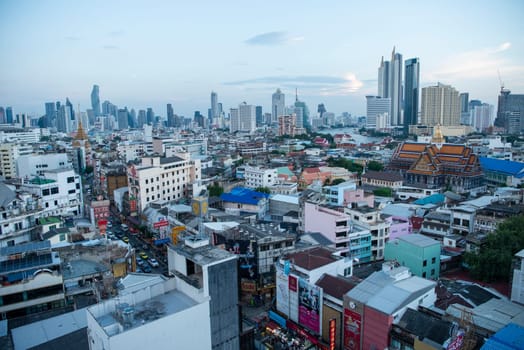 a View over the China Town with skyline in the City of Bangkok in Thailand.  Thailand, Bangkok, November, 6, 2024.