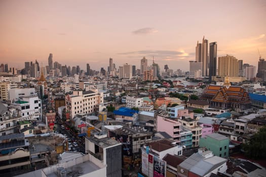 a View over the China Town with skyline in the City of Bangkok in Thailand.  Thailand, Bangkok, November, 6, 2024.