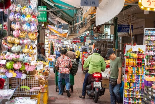 a alley at Sampheng Market Line in the City of Bangkok in Thailand.  Thailand, Bangkok, November, 7, 2024.
