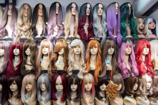 a Hair shop at Sampheng Market Line in the City of Bangkok in Thailand.  Thailand, Bangkok, November, 7, 2024.
