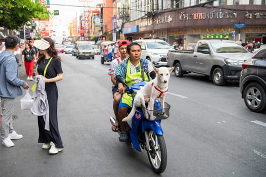 Traffic on the Yaowarat Road in Chinatown in City of Bangkok in Thailand.  Thailand, Bangkok, December, 14, 2024.