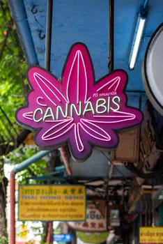 a cannabis shop in Chinatown in City of Bangkok in Thailand.  Thailand, Bangkok, November, 7, 2024.