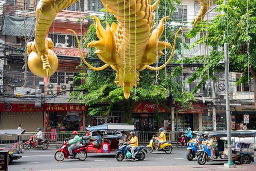 Dragon at a Shopping centre in Chinatown in City of Bangkok in Thailand.  Thailand, Bangkok, November, 7, 2024.