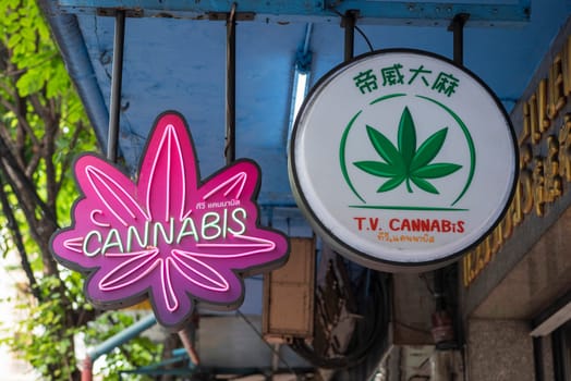a cannabis shop in Chinatown in City of Bangkok in Thailand.  Thailand, Bangkok, November, 7, 2024.