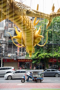 Dragon at a Shopping centre in Chinatown in City of Bangkok in Thailand.  Thailand, Bangkok, November, 7, 2024.