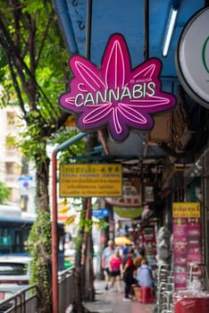 a cannabis shop in Chinatown in City of Bangkok in Thailand.  Thailand, Bangkok, November, 7, 2024.