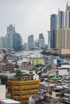 a View over the China Town with skyline in the City of Bangkok in Thailand.  Thailand, Bangkok, November, 7, 2024.