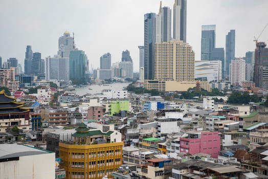 a View over the China Town with skyline in the City of Bangkok in Thailand.  Thailand, Bangkok, November, 7, 2024.