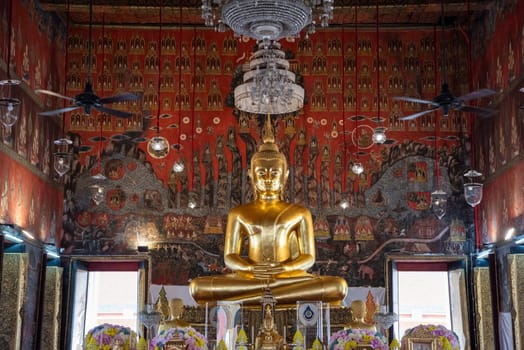Buddha Inside the Wat Saket in Banglamphu in the City of Bangkok in Thailand.  Thailand, Bangkok, November, 7, 2024.