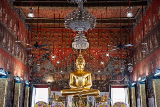 Buddha Inside the Wat Saket in Banglamphu in the City of Bangkok in Thailand.  Thailand, Bangkok, November, 7, 2024.