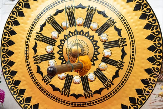 a Gong at Golden Mount of Wat Saket in Banglamphu in the City of Bangkok in Thailand.  Thailand, Bangkok, November, 7, 2024.