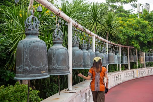 Bells at Golden Mount of Wat Saket in Banglamphu in the City of Bangkok in Thailand.  Thailand, Bangkok, November, 7, 2024.