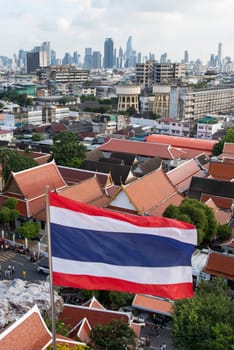 a view of Wat Saket in Banglamphu in the City of Bangkok in Thailand.  Thailand, Bangkok, November, 7, 2024.