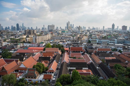 a view of Wat Saket in Banglamphu in the City of Bangkok in Thailand.  Thailand, Bangkok, November, 7, 2024.
