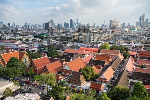 a view of Wat Saket in Banglamphu in the City of Bangkok in Thailand.  Thailand, Bangkok, November, 7, 2024.