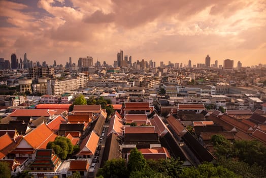 a view of Wat Saket in Banglamphu in the City of Bangkok in Thailand.  Thailand, Bangkok, November, 7, 2024.