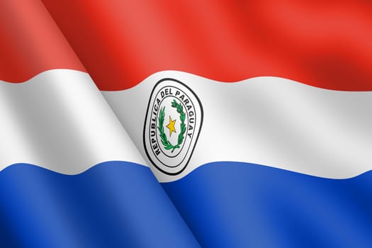 A Paraguay waving flag 3d illustration wind ripple
