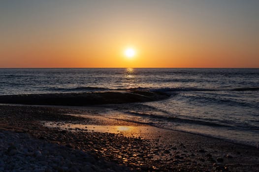 Sunset at dusk on an Atlantic beach