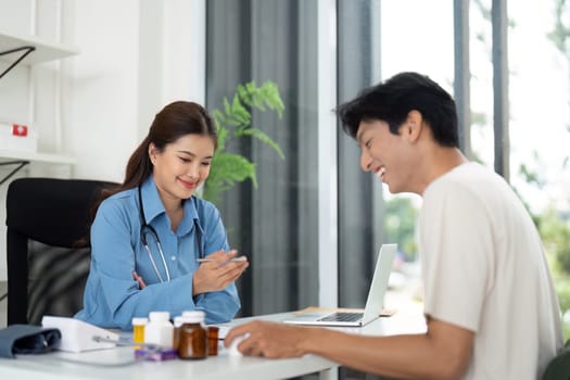 A joyful moment between a patient and a healthcare provider, emphasizing the importance of mental wellness in healthcare.