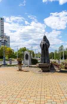 05.05.2025 - Minsk, Belarus. Monument to Aleksey the second, bishop at the church of all saints