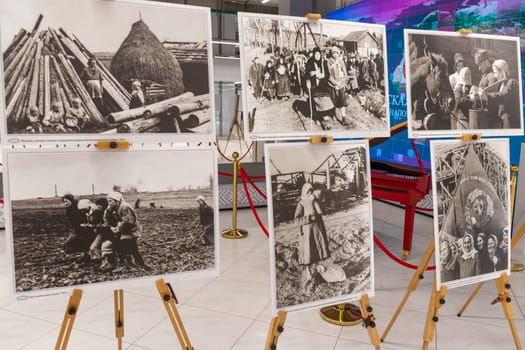 05.05.2025 - Minsk, Belarus. Large prints of photos themed second world war and soviet veterans on display.