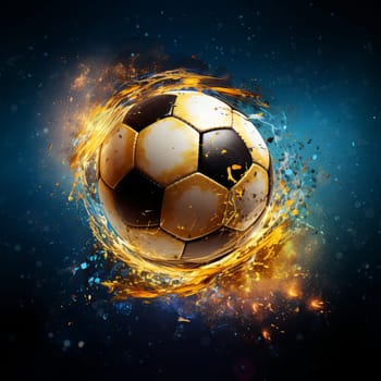 A dynamic soccer ball engulfed in flames and energy, creating an explosion effect. Perfect for sports visuals, and advertising. Illustrates the intensity, excitement, and power of the game.