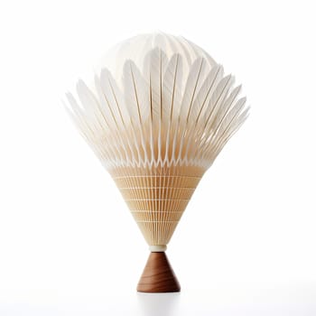 A beautiful white feather fan on a white background. This elegant accessory adds vintage glamour, perfect for fashion events, theater performances, or special occasions to enhance any outfit.