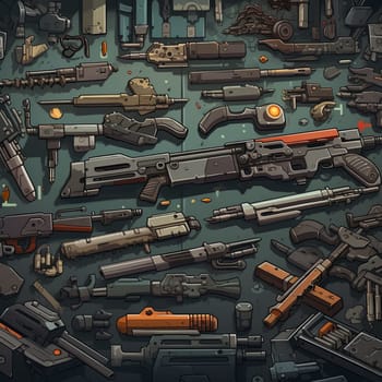 Explore a stunning collection of futuristic firearms featuring a variety of sci-fi weapons and advanced ammunition. Ideal for enhancing high-tech visuals in gaming or action projects.
