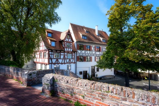 Historic old town of Ulm(Germany) at the city wall